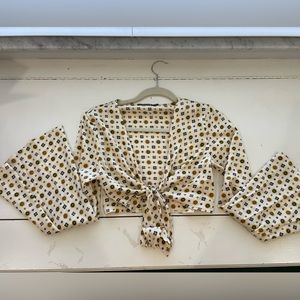 NASTYGAL long sleeve tie crop top